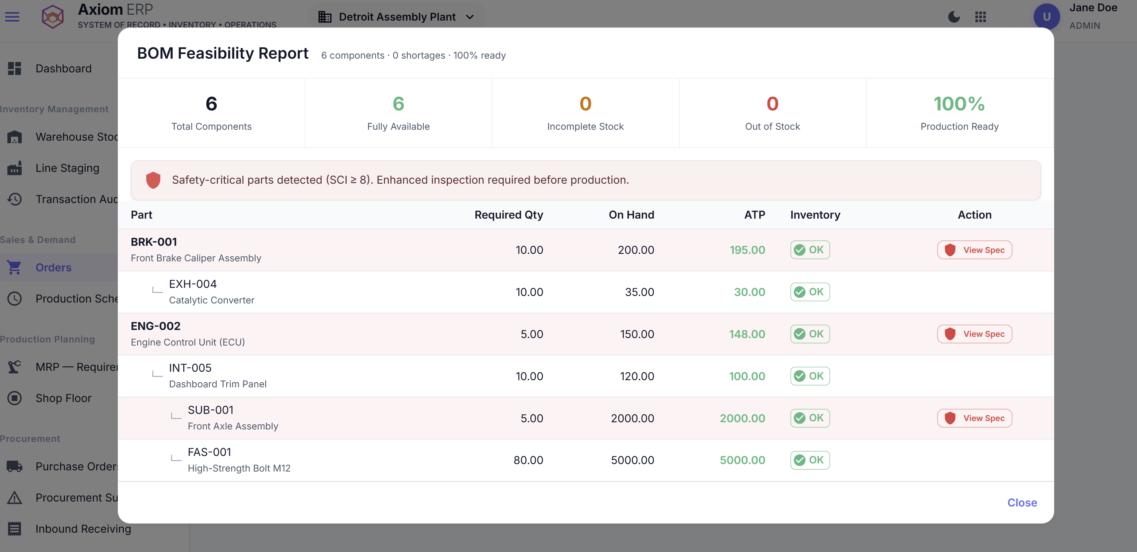 Axiom ERP BOM Explosion and Bill of Materials Management